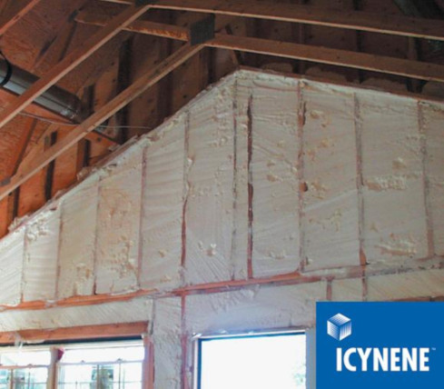 Icynene spray foam insulation in new home construction