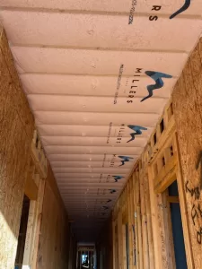 Blown in Insulation in hallway